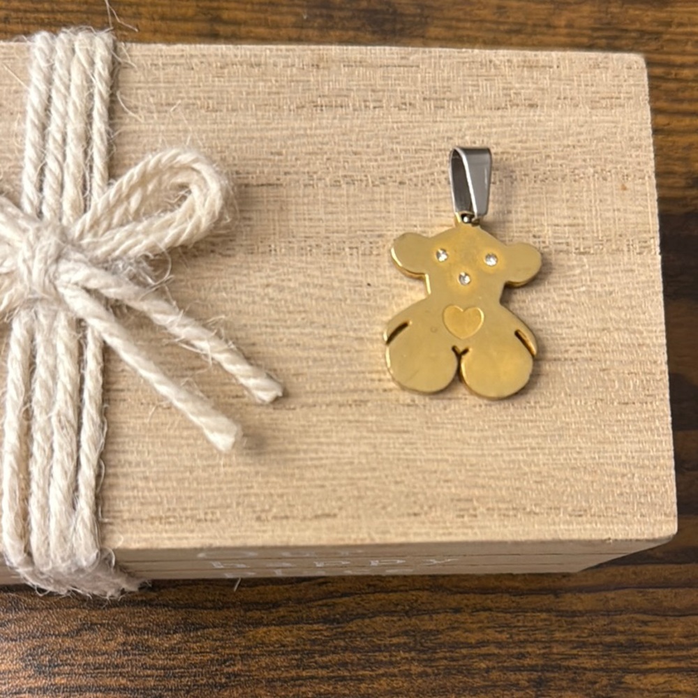 Gold and Silver Teddy Bear Necklace Minimalist Jewelry